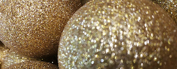 New Year, Christmas decorations for compositions. Shiny balls, tinsel. festive background. Copy space for text. Banner