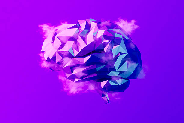 istock Brain with Fog, Artificial Intelligence Concept on Neon Lighting Purple Background 2242173414