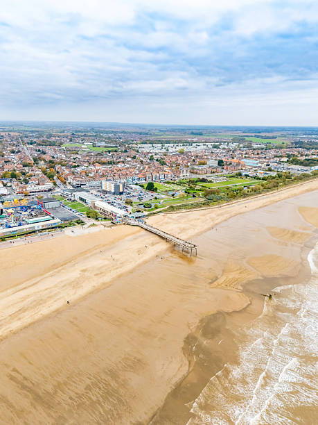 istock Aerial view over Skegness coastline 2242175667