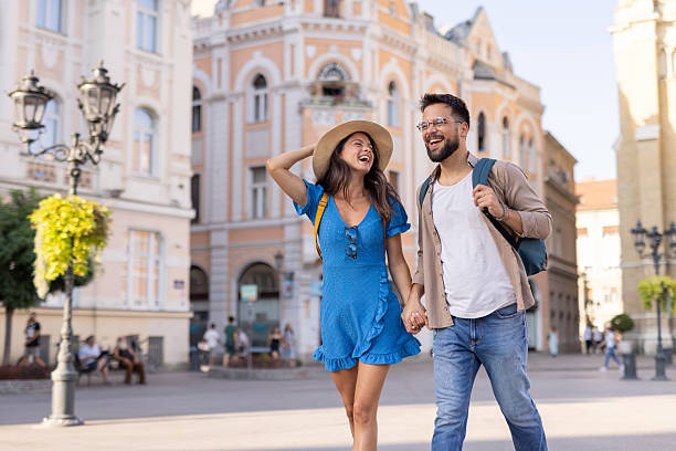 istock Romantic stroll through scenic city district with smiles 2242175887