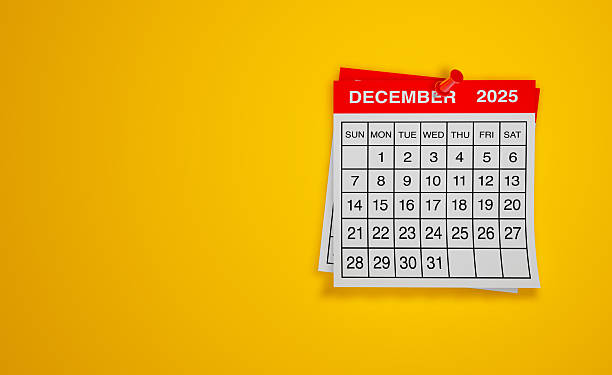 istock December 2025 calendar on yellow background 2242175969