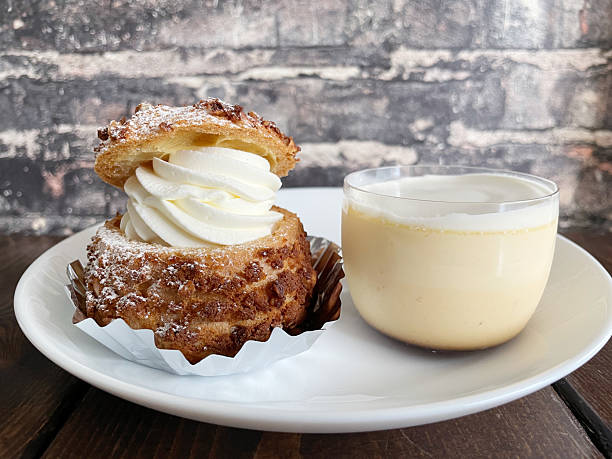 Whipped Cream and Custard Cream Puffs and Pudding