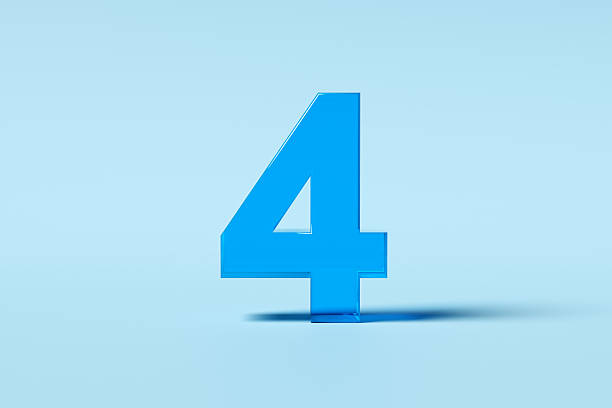 istock Blue Glass Number Four on Light Blue Background 2242177986