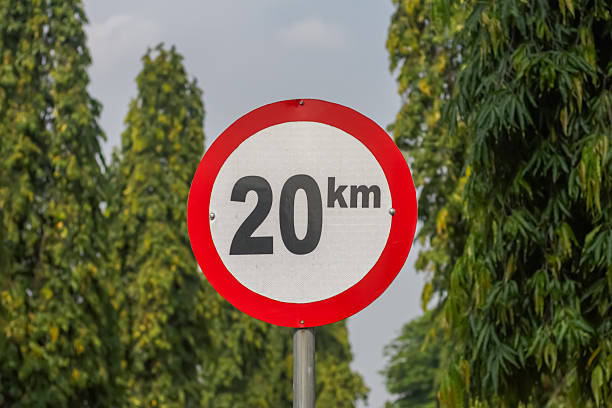 istock A traffic sign indicating the 20 kilometers per hour speed limit. 2242186838