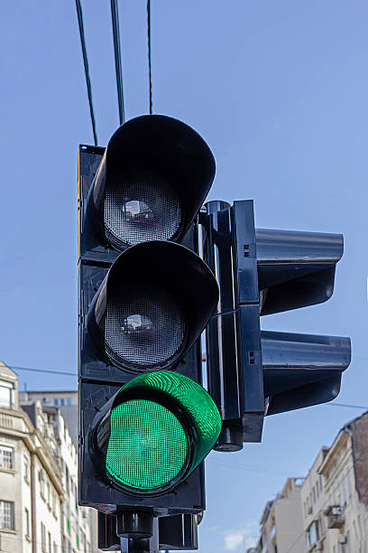 istock Green traffic light on street 2242195613