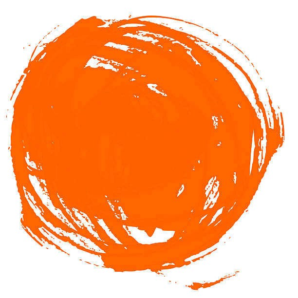 Circular Abstract Watercolor Brush Stroke in Orange Color
