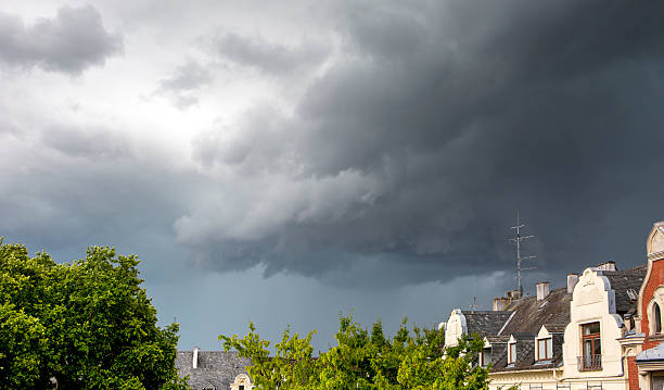 Thunderstorm, cloudscape over the city