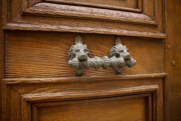 istock Antique door handle with decorative lions 2242209550
