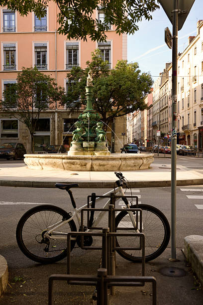 Bicycle parked near the town square