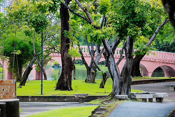 Pathway and bridge in Chatuchak Park in Bangkok