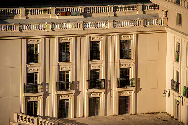 Modern ornate windows and roof railings
