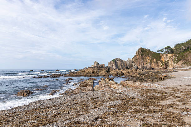istock Playa del silencio, asturias, rugged coastline with sea stack rocks 2242214290