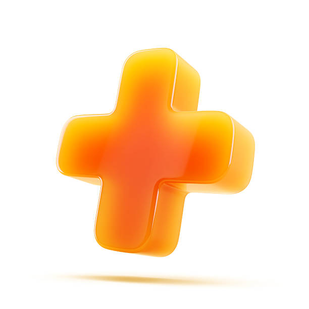 Orange Plus sign isolated on white background. 3d illustration