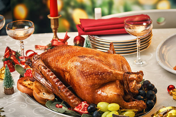 Roasted Holiday Goose with Vegetables for Christmas Dinner