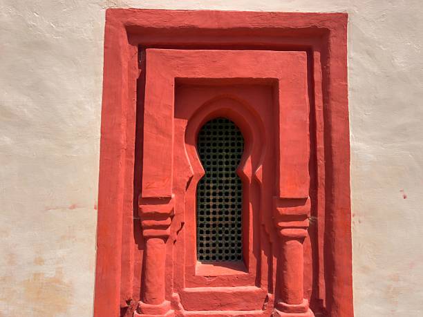 istock Vibrant Red Architectural Window Detail 2242217314