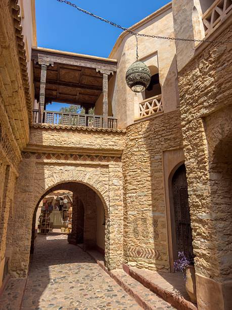 istock Charming stone alley with traditional lantern. 2242217320