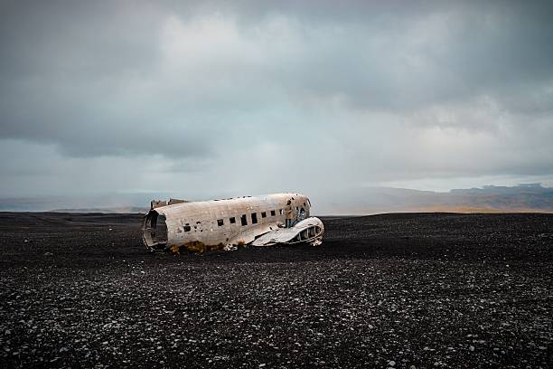 istock Abandoned DC-3 plane wreck on black sand beach in Iceland. 2242217637