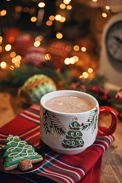 Having Cup of Hot Chocolate for Christmas