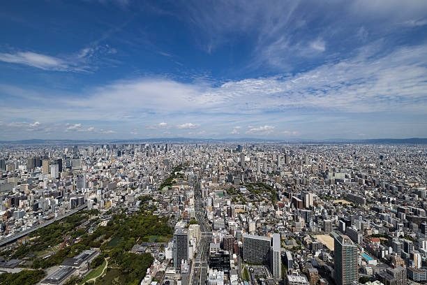 detailed osaka cityscape, Osaka Prefecture (大阪府, Ōsaka-fu), Kansai (関西地方), japan.
