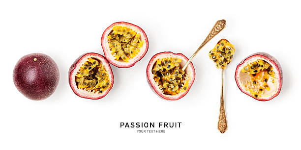 istock Passion fruit with spoon photography isolated on white background collection banner, flat lay 2242224487