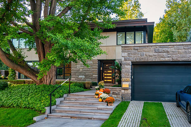 Large house in the Westmount district of Montreal, Quebec, Canada on a sunny day.