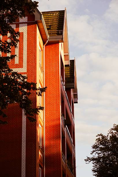 istock Red brick building at sunset. 2242227226