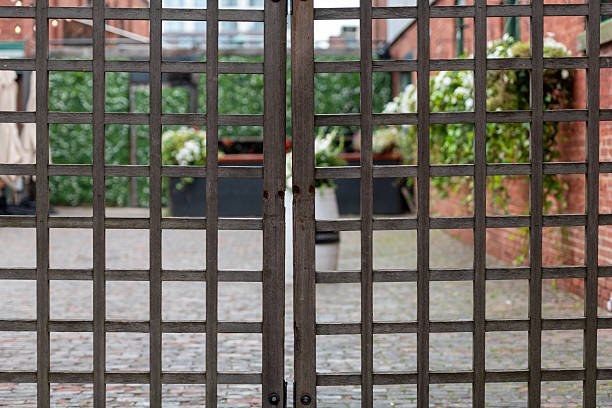 istock wooden fence gate in distillery district 2242227262