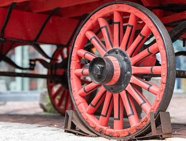 istock close up of red wagon wheel 2242227333
