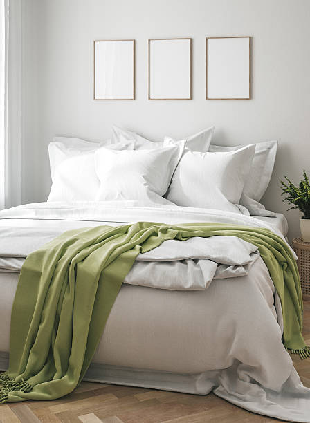 istock Frame mockup in elegant natural home bedroom interior 2242227789