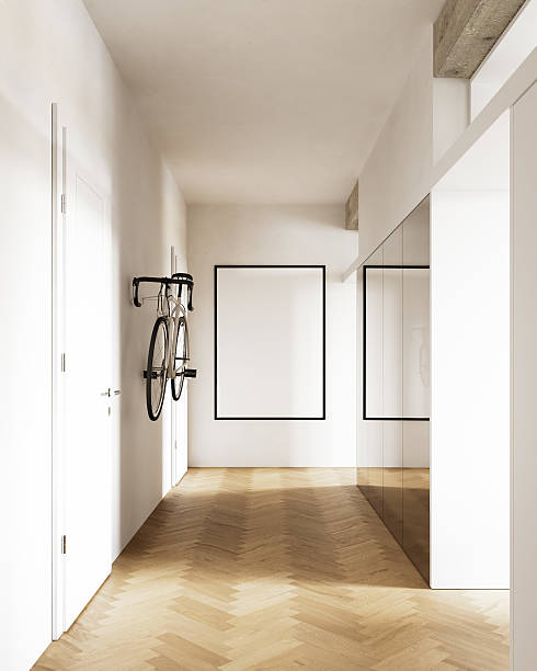 Mock up poster in modern minimalist home interior, Scandinavian style, 3d render