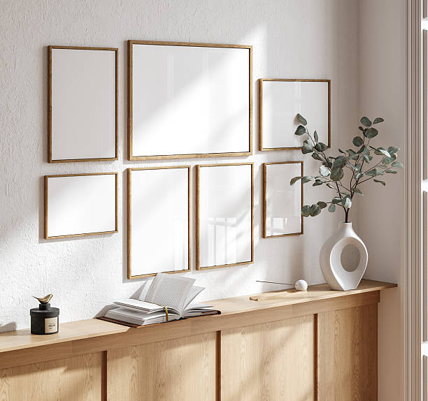 istock Mock up poster frame in living room interior. Interior Scandinavian style 2242229441