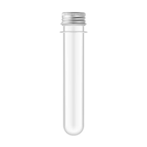 istock PET clear preform tube with metal screw cap mockup. 2242234890