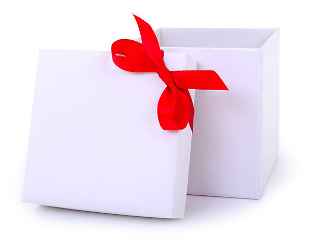 istock White gift box with red ribbon bow isolated on white 2242236804