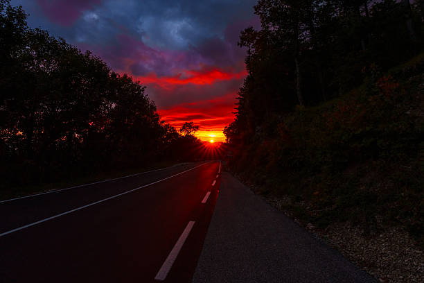 A sunset along the road down Mount Terminillo