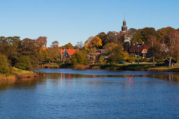 Lagan river in Laholm, Sweden. Lagan is one of four main westcoast rivers in south-western Sweden. Famous destination for salmon fishing.