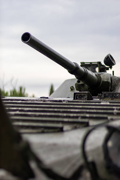 istock Angled View of Tank Cannon 2242251184