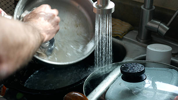 istock Washing a Frying Pan in Kitchen Sink 2242254963
