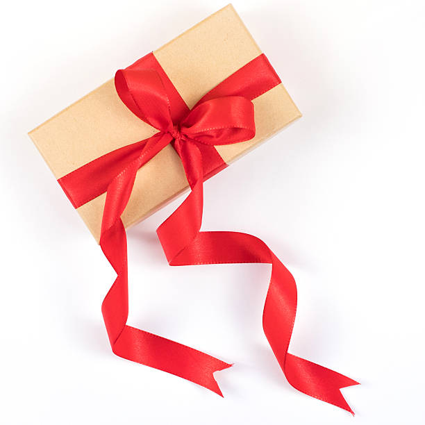 istock Gift box with red ribbon on white background 2242256078