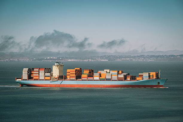 Containers in ship docks in Paracas, Peru