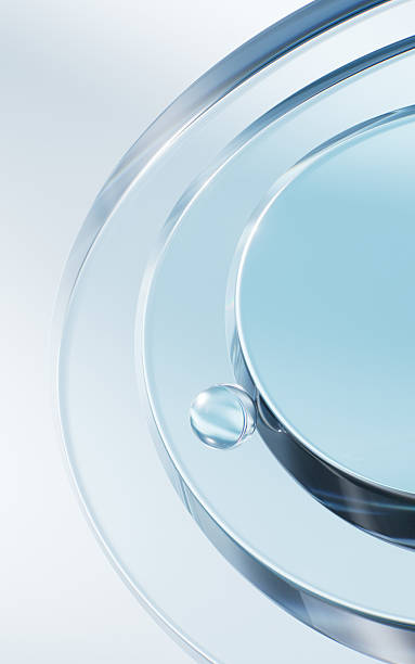 istock Transparent blue glass geometries background, 3d rendering. 2242269153