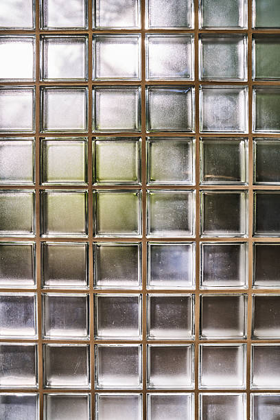 Transparent glass block wall background