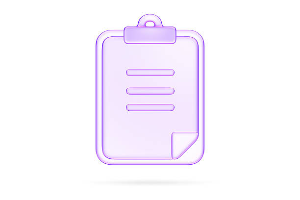 3D glassmorphism clipboard icon in purple gradient. Glossy minimal symbol representing notes, document, or checklist. Ideal for productivity, office, and education UI design