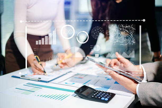 istock Businesswoman hand Project manager working and update tasks and Gantt chart scheduling virtual diagram. 2242281333