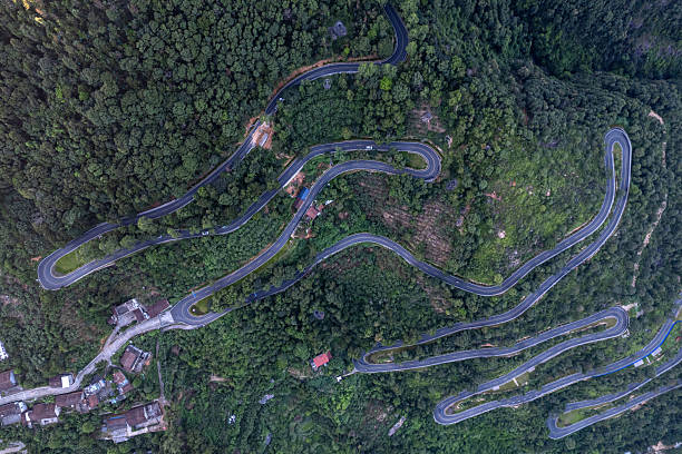 Overlooking the winding mountain road