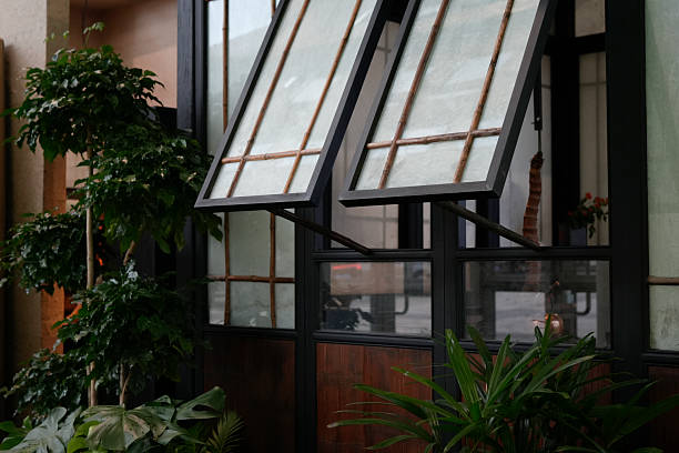 Windows and green plants, green buildings