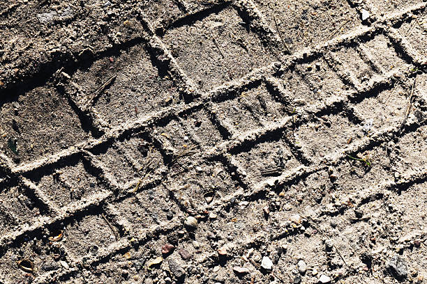 Tire track on the dirt or mud road