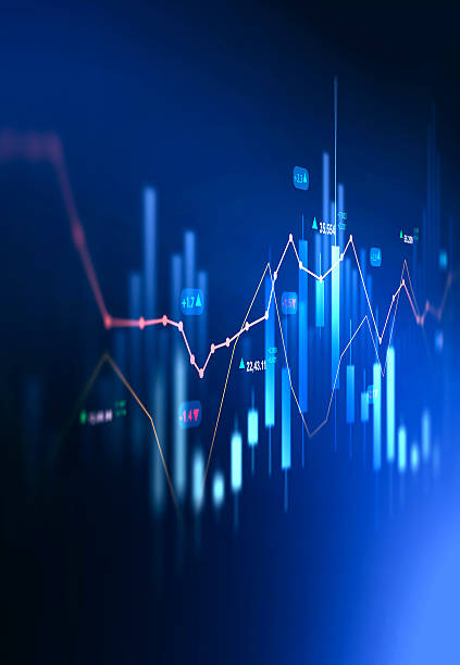 istock Vertical Stock market investment data and analysis finance graph. Business financial chart with moving up arrow graph.Financial data charts with glowing stock market graphs. 2242308918