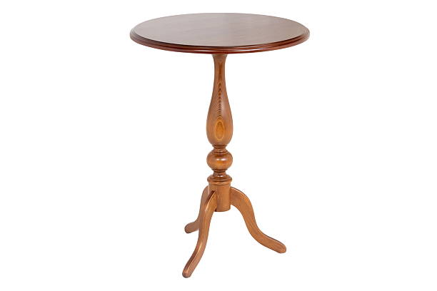 istock Wooden round brown table isolated 2242313327