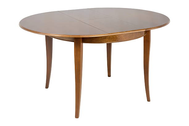 istock Wooden round brown table isolated 2242314822