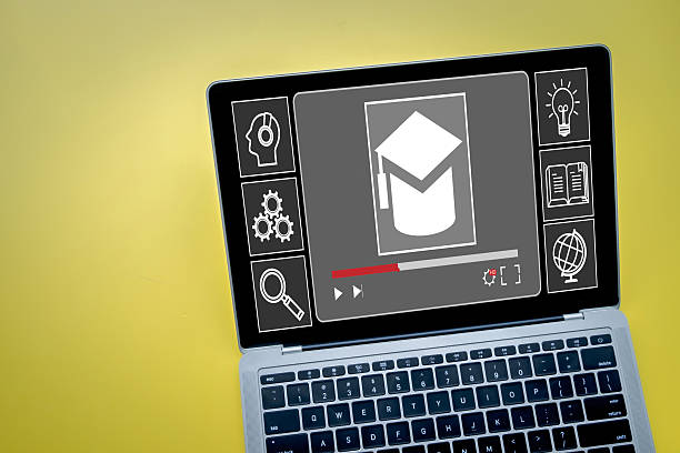 Online Education,Digital Learning,E-learning,Internet studying concept.,Laptop with Virtual Classes, Educational Technology,nline Education Platform interface on screen idea for business,education,technology.